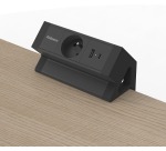 Fellowes Power Desk-Steckdose, 1 Steckdose + 1 x USB-A + 1 x USB-C, schwarz, für Belgien