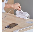Fellowes douille Power Desk 2, 2 prises + 1 x USB-A + 1 x USB-C, blanc, pour les Pays-Bas
