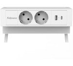 Fellowes douille Power Desk 2, 2 prises + 1 x USB-A + 1 x USB-C, blanc, pour les Pays-Bas