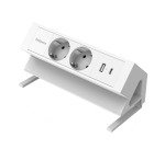 Fellowes douille Power Desk 2, 2 prises + 1 x USB-A + 1 x USB-C, blanc, pour les Pays-Bas