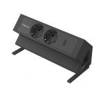 Fellowes Power Desk 2, 2 Steckdosen + 1 x USB-A + 1 x USB-C, schwarz, für die Niederlande