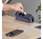 Fellowes douille Power Desk 2, 2 prises + 1 x USB-A + 1 x USB-C, noir, pour la Belgique