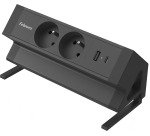 Fellowes douille Power Desk 2, 2 prises + 1 x USB-A + 1 x USB-C, noir, pour la Belgique