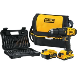 Stanley Fatmax tournevis 18V, avec 2 batteries, softbag et set accessoires de 50 pièces