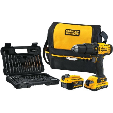 Stanley Fatmax schroefklopboormachine 18V, met 2 accu's, softbag en 50-delige accessoireset