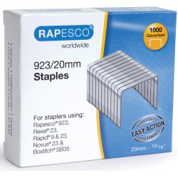 Rapesco nietjes 923/20 mm (type 23), verzinkt, doosje met 1000 nietjes