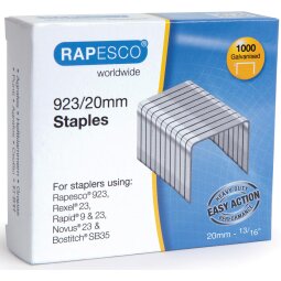 Rapesco nietjes 923/20 mm (type 23), verzinkt, doosje met 1000 nietjes