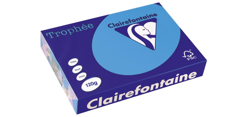 Clairefontaine Trophée Intens, gekleurd papier, A4, 120 g, 250 vel, koningsblauw