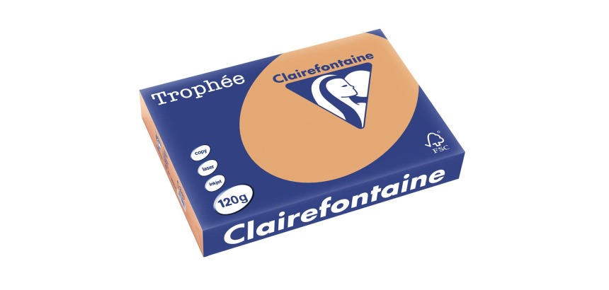 Clairefontaine Trophée Pastel, papier couleur, A4, 120 g, 250 feuilles, caramel