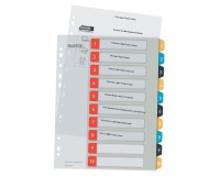 Leitz Cosy intercalaires, ft A4, perforation 11 trous, PP, couleurs assorties, set 1-10