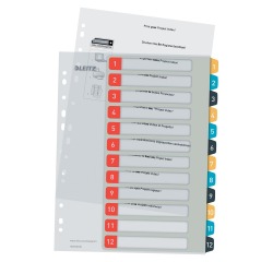 Leitz Cosy intercalaires, ft A4, perforation 11 trous, PP, couleurs assorties, set 1-12