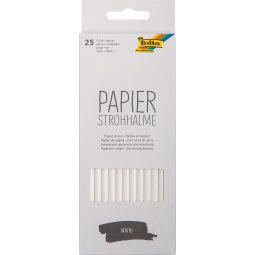 Folia pailles en papier, boîte distributrice de 25 pièces, blanc