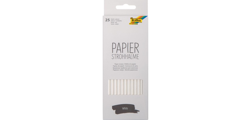 Papieren rietjes WHITE, lengte: 200 mm