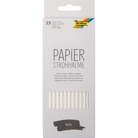 Paille en papier 'WHITE', longueur : 200 mm