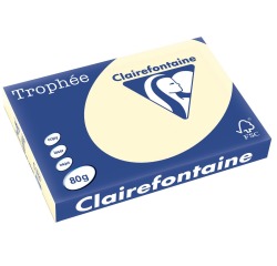 Clairefontaine Trophée Pastel, papier couleur, A3, 80 g, 500 feuilles, ivoire