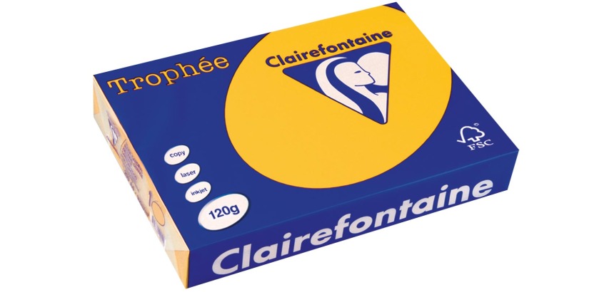 Clairefontaine Trophée Intens, papier couleur, A4, 120 g, 250 feuilles, jaune tournesol