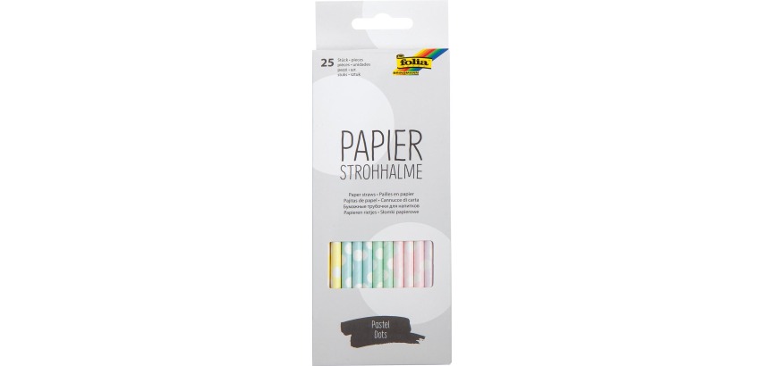 Folia paper straws, dispenser box of 25 pieces, pastel dots
