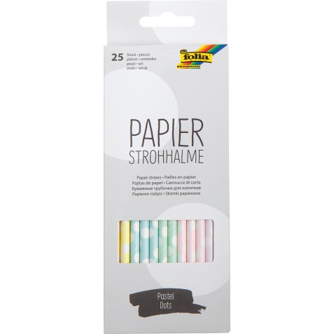 Folia pailles en papier, boîte distributrice de 25 pièces, pastel bollen