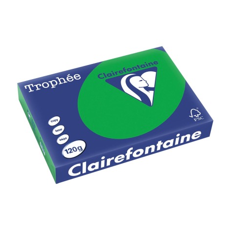 Clairefontaine Trophée Intens, papier couleur, A4, 120 g, 250 feuilles, vert billard