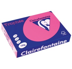 Clairefontaine Trophée Pastel, papier couleur, A4, 120 g, 250 feuilles, rose intense