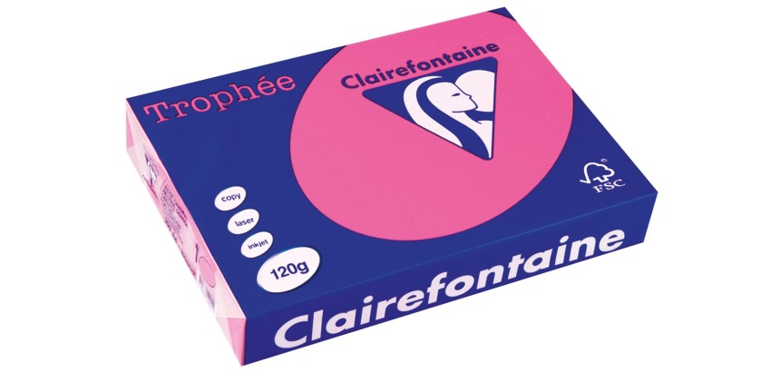 Clairefontaine Pastel Trophy, colored paper, A4, 120 gsm, 250 sheets, intense pink