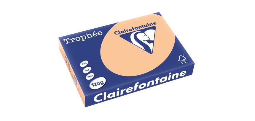Clairefontaine Trophée Pastel, papier couleur, A4, 120 g, 250 feuilles, abricot