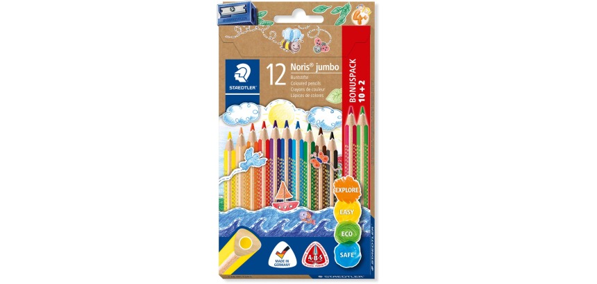 Staedtler Noris Jumbo Buntstift-Set 10+2 Gratisfarben