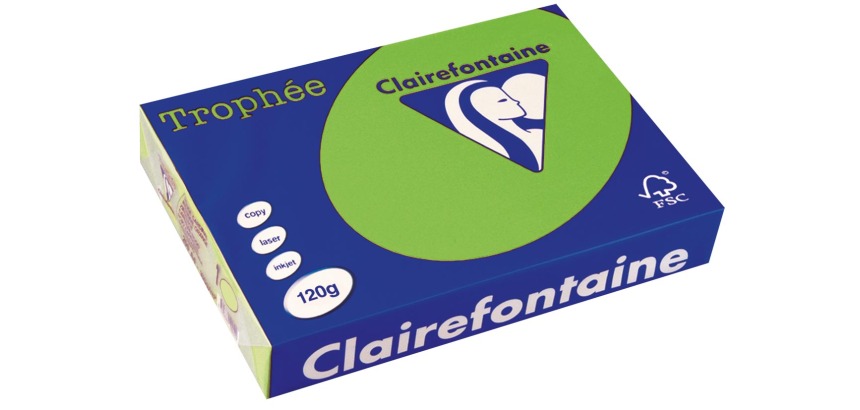 Clairefontaine Trophée Intens, papier couleur, A4, 120 g, 250 feuilles, vert menthe