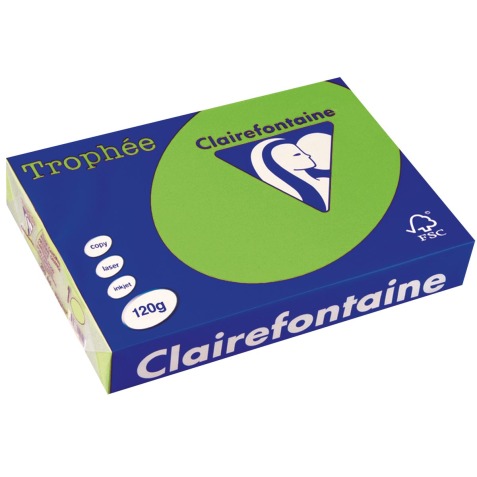 Clairefontaine Trophée Intens, papier couleur, A4, 120 g, 250 feuilles, vert menthe