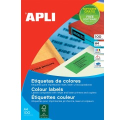 Apli Gekleurde etiketten ft 105 x 37 mm (b x h), geel, 1.600 stuks, 16 per blad, doos van 100 blad