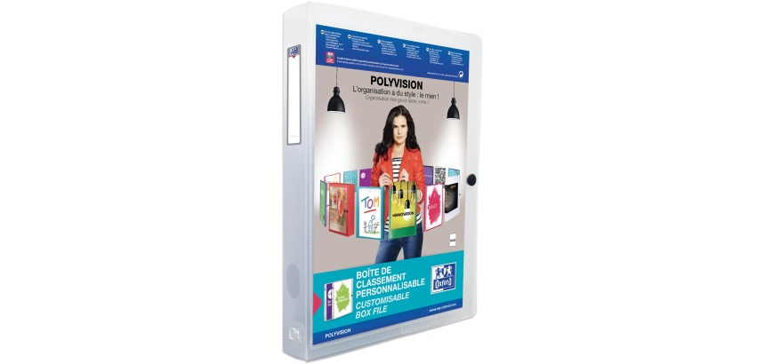 OXFORD Polyvision personaliseerbare elastobox, formaat A4, uit PP, rug van 4 cm, transparant