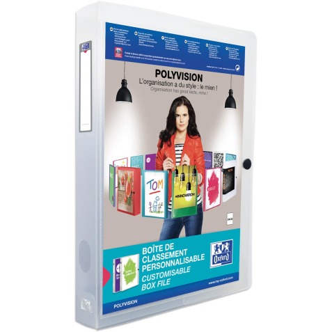 OXFORD Polyvision personaliseerbare elastobox, formaat A4, uit PP, rug van 4 cm, transparant