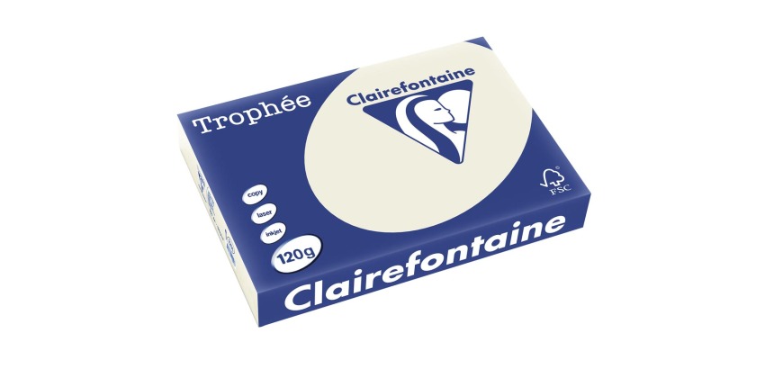 Clairefontaine Trophée Pastel, gekleurd papier, A4, 120 g, 250 vel, parelgrijs
