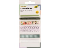 Folia rubans de tissu, 6 couleurs assorties, longueur totale 5,5 m, flower fields