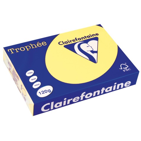 Clairefontaine Trophée Pastel, gekleurd papier, A4, 120 g, 250 vel, citroengeel