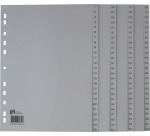 Oxford intercalaires, A4, en PP, 11 trous, 100 onglets numérotés, gris
