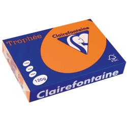 Clairefontaine Trophée Pastel, papier couleur, A4, 120 g, 250 feuilles, clémentine