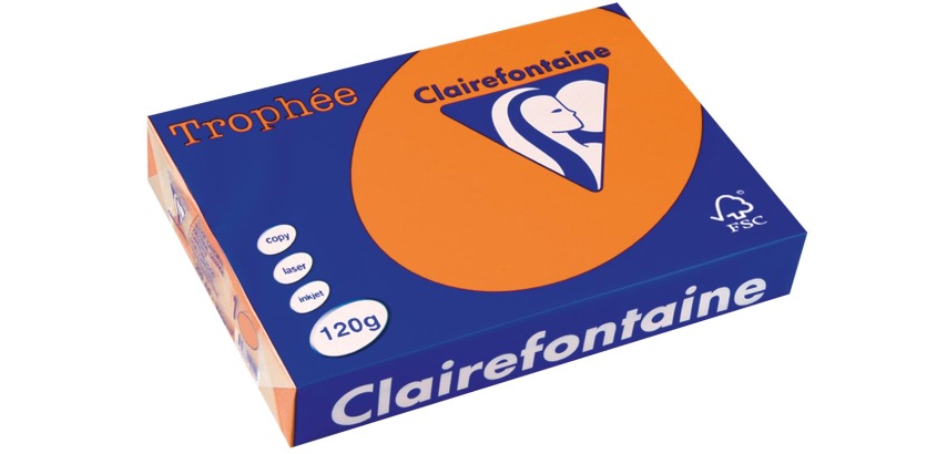 Clairefontaine Trophée Pastell, farbiges Papier, A4, 120 g, 250 Blatt, Mandarine