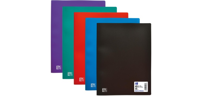 OXFORD Initial protège documents, ft A4, en PP fort, 40 pochettes, couleurs assorties