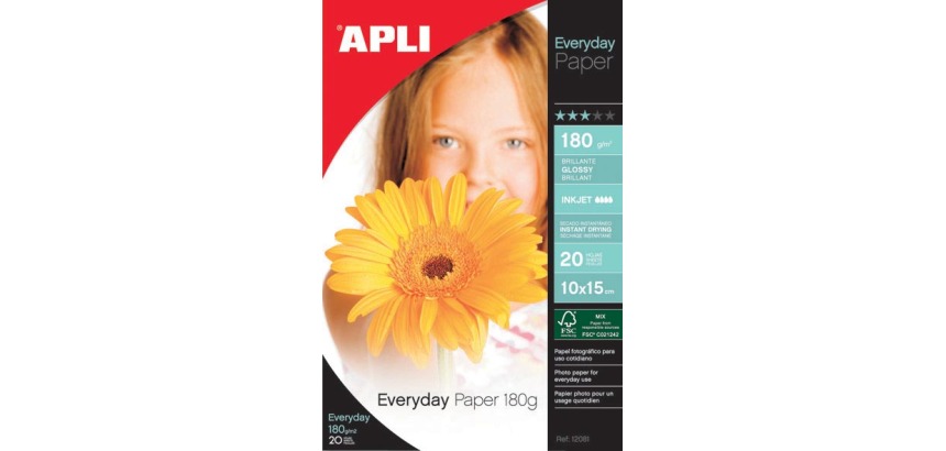 Apli papier photo Everyday ft 10 x 15 cm, 180 g, paquet de 20 feuilles