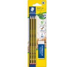 Staedtler Noris Bleistift HB Blister 3 Stück mit Radiergummi