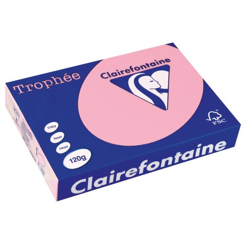 Clairefontaine Trophée Pastel, gekleurd papier, A4, 120 g, 250 vel, roze