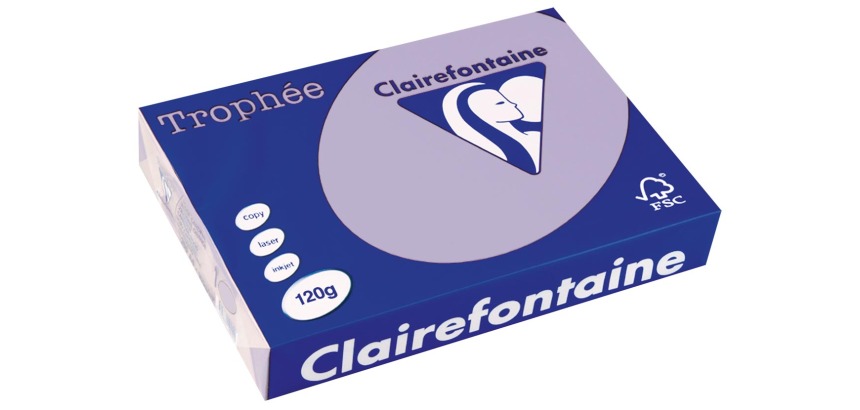 Clairefontaine Trophée Pastel, papier couleur, A4, 120 g, 250 feuilles, lilas
