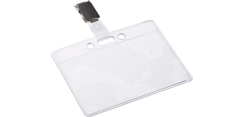 Europel badge avec pince et bande, ft 90 x 60 mm