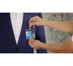 Europel badge with clip and strap, size 90 x 60 mm