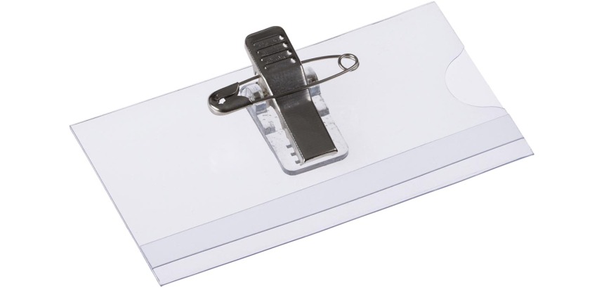 Badge Europel avec pince et épingle 75x40mm 24 pièces