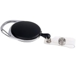 Europel reel with carabiner and snap button strap, black