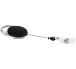 Europel reel with carabiner and snap button strap, black