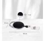 Europel reel with carabiner and snap button strap, black
