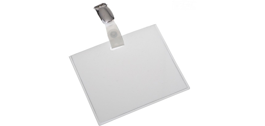Europel Namensschild mit Clip und Band, Format 90 x 60 mm, geschlossen